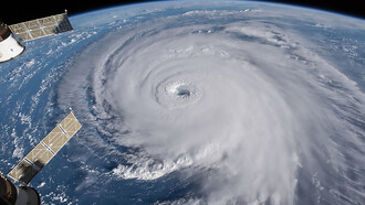 In 2018, Hurricane Florence was photographed from the International Space Station, revealing the eye, eyewall, and surrounding rainbands that define tropical cyclones