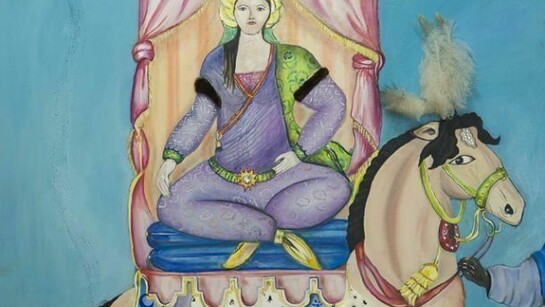 Mourad Salem, Don't trust sweet Leila, mixed media on canvas and collage, 195x130 cm, 2011-13