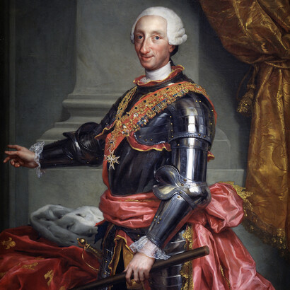 Anton Raphael Mengs; Retrato del rey Carlos III de España, c. 1765 (detalle)