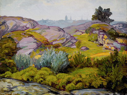 Path through Rocks and Bushes, 1914. John Sloan (1871–1951). Oil on canvas, 20 × 24 inches (50.8 × 61 cm)/ Delaware Art Museum, Gift of Helen Farr Sloan, 1963. © Delaware Art Museum / Artists Rights Society (ARS), New York.