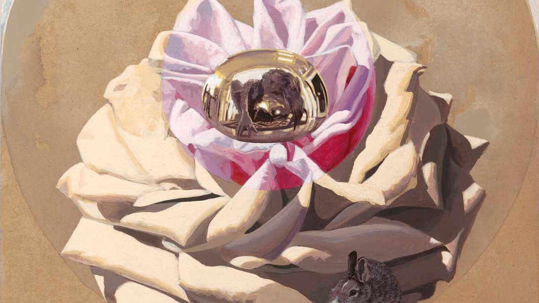 Catherine Barron, Soft day (detail), thank god, acrylic ink on board, 12 x 12 inches