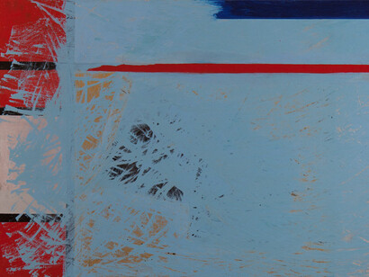 Armaroli, Paesaggio astratto, tecnica mista su tela, 10x60 cm