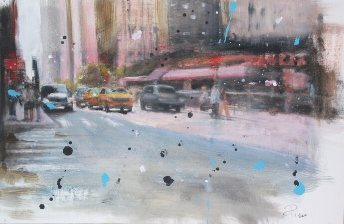 Scorre, olio su tela cm. 21x30