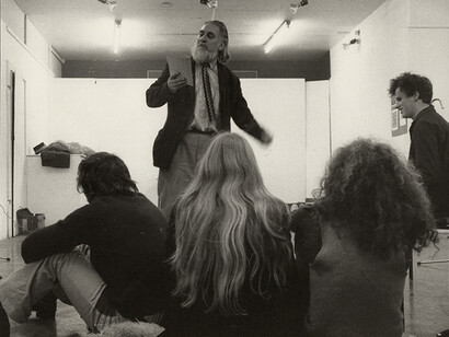 Bob Cobbing at the EXE Gallery, Exeter, 1972.
Photograph: Graham Keen