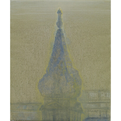 Celia Paul, St George's Bloomsbury, Early Morning, 2013, Oil on canvas, 30.5 x 25.4 x 2 cm, 12 1/8 x 10 x 3/4 in, Courtesy the Artist and Victoria Miro, London, © Celia Paul