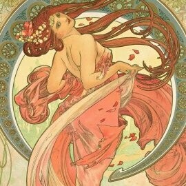 Alphonse Mucha, "Danza", de la serie "Las artes", litografía a color, 1898