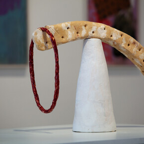 Installation view of Bryan Illsley, 'Fun and Games' (2014) focus on 'Loopy', photo © Philip Sayer, courtesy of Marsden Woo Gallery, London