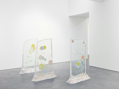 Karla Black, exhibition view, Modern Art, Helmet Row, London, 17 November - 16 December 2017, courtesy the artist & Stuart Shave/Modern Art, London
