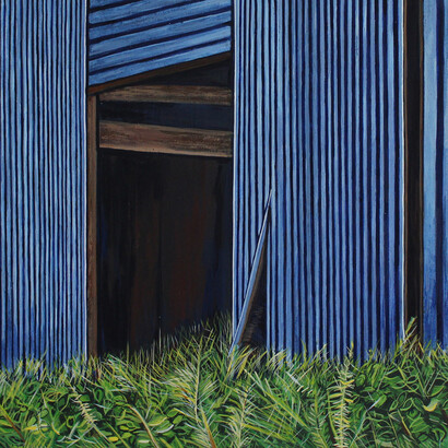 In the Barn, 29cm x 34 cm, 2egg tempera painting on gesso panel. Copyright of the artist Paula Pohli