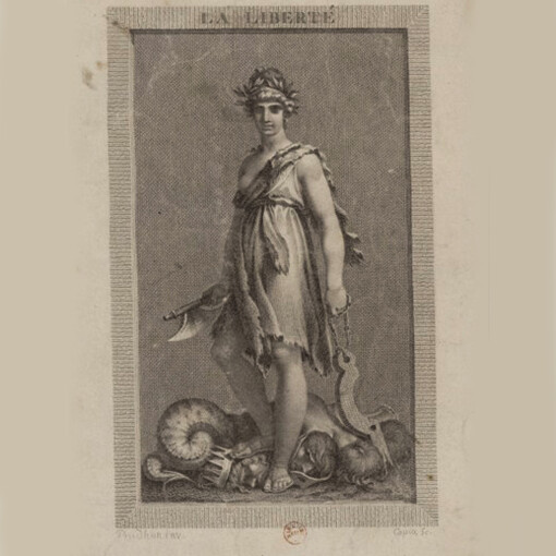 Jacques Louis Copia, Pierre Paul Prud'hon, La Liberté: elle a renversé l'hydre de la Tyrannie, et brisé le joug du Despotisme, 1793, Musée Carnavalet, Paris, Print Etching, 24.1 x 15.2 cm