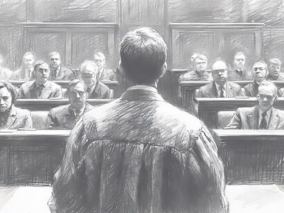 Producing monochromatic illustrations that showcase the intricacies of the legal profession, emphasizing the presence of lawyers in court