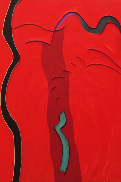 Lee Waisler, Ready II, Acrylic, Silicon Carbide and Maplewood on Canvas, 48 × 30 in 121.9 × 76.2 cm. Courtesy of JoAnne Artman