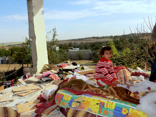 The house in Gaza shelled by the Israeli military on December 25, 2013, where toddler Hala Abu Sbeikhah was killed