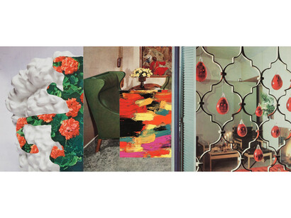 Jim Richard, Flowers, 2014 , collage, 6.5 x 13 inches