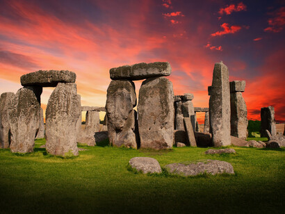 Stonehenge, UK. Costituito da massi di sarsen (blocchi di arenaria resti post-glaciali) imponenti e finemente lavorati
