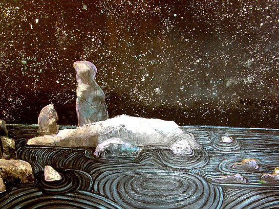 The zen garden by night, 100 x 200 cm, oil on canvas, 2013