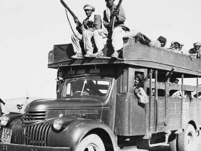Pashtun tribal warriors during the First Kashmir War, India