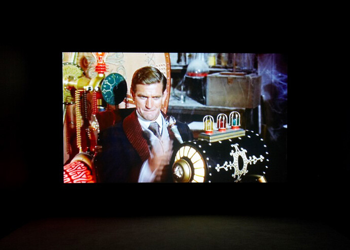 Installation view of Thomson & Craighead’s The Time Machine in Alphabetical Order, 2010 Film 1hr 36min 55sec