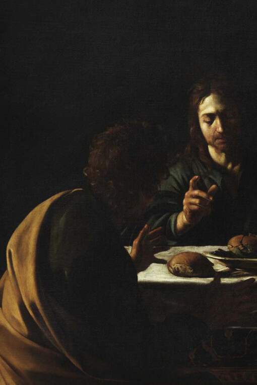 Caravaggio, Cena in Emmaus, particolare