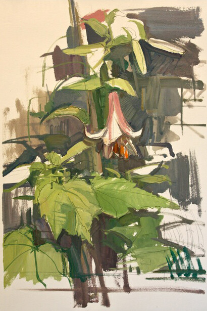 Francis Sills, Lily, 2014, oil and graphite on paper, 22 x 15 inches, 27 x 20 inches (framed)