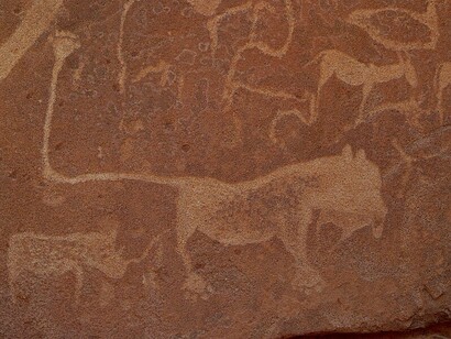 Um leão nas Pinturas Rupestres de Twyfelfontein, Namíbia