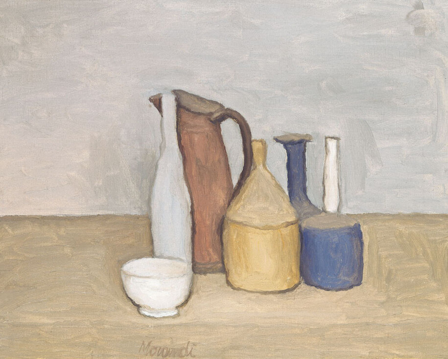 Giorgio Morandi, Natura morta, olio su tela, 35 x 50 cm. Collezione privata
