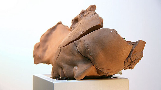 Luca Freschi.  'Narcissus poeticus', terracotta, legno, fiori artificiali, resine