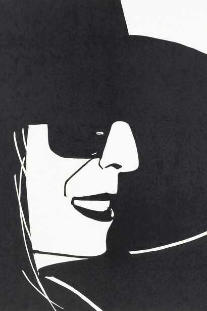 Alex Katz, Large black hat (Ada). Courtesy of Sponder Gallery