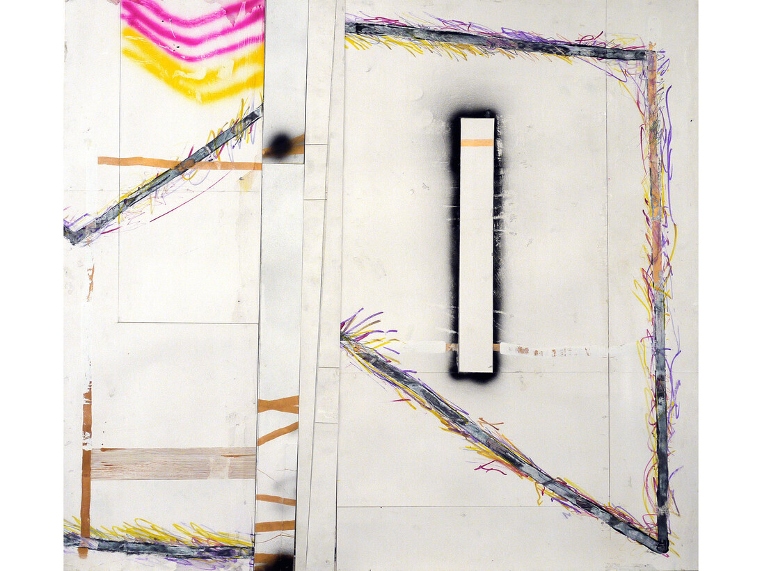Shaun O'Dell, othersideIS.fuckedToo, 2014, Gouache, acrylic ink and glue on paper mounted on canvas mounted on panel, 30 x 38 in. Courtesy: Susan Inglett Gallery, NYC.