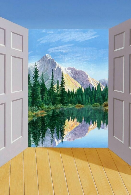 Patrick Hughes, Double Edged, 2006, oil on board construction, 19.75 x 57 x 7.5 inches, courtesy of Flowers Gallery