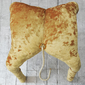 Patton.JPG   Stool (re-sampled), 12 x 12 x 20 inches, velvet, pearls, and beads, 2018