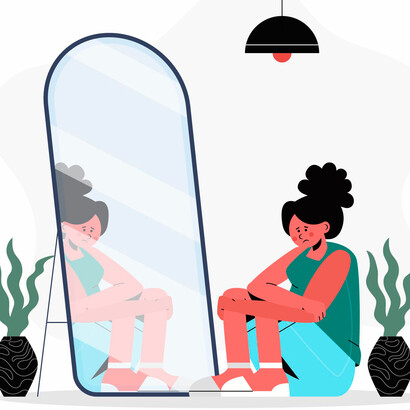 Ilustração de autoaceitação. Arrependimentos devem ser interpretados como desafios