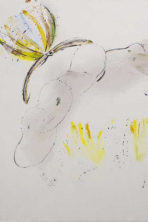 Henry Chapman, Sketch for a Beheading, detail, 2014, oil and graphite on canvas, 50 x 44 inches