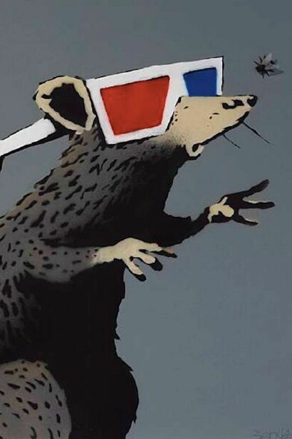 Banksy, Rat (with 3D glasses). Vroom & Varossieau
