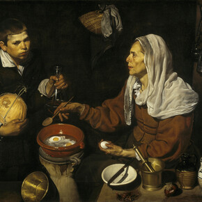Diego Velázquez, An Old Woman Cooking Eggs, 1618, 39 ½ x 47 inches, NG 2180 © Trustees of the National Galleries of Scotland