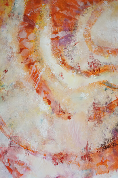 Olga Goldina Hirsch, “The Solstice Begins! Summer” mixed media on canvas, 2024