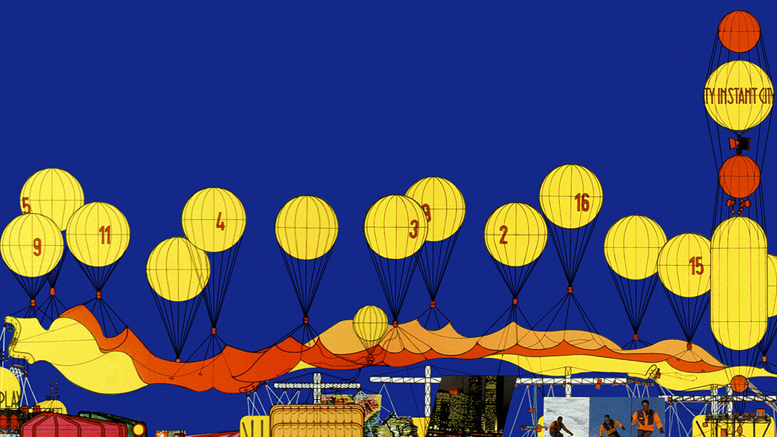 Instant CityIn a Field, Typical Set-up, Peter Cook, © Archigram 1969 