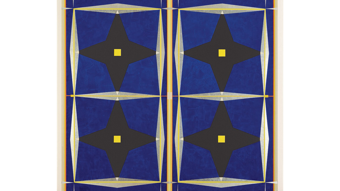 Mary Judge, Night Stars, 2014, flashe, graphite, and white charcoal pencil line on linen mounted on
board, 46 x 46 inches