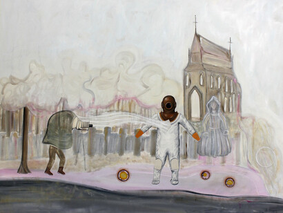 The World's First Photograph, Philip Reeves, 2014, Glass Paint, Charcoal on Canvas