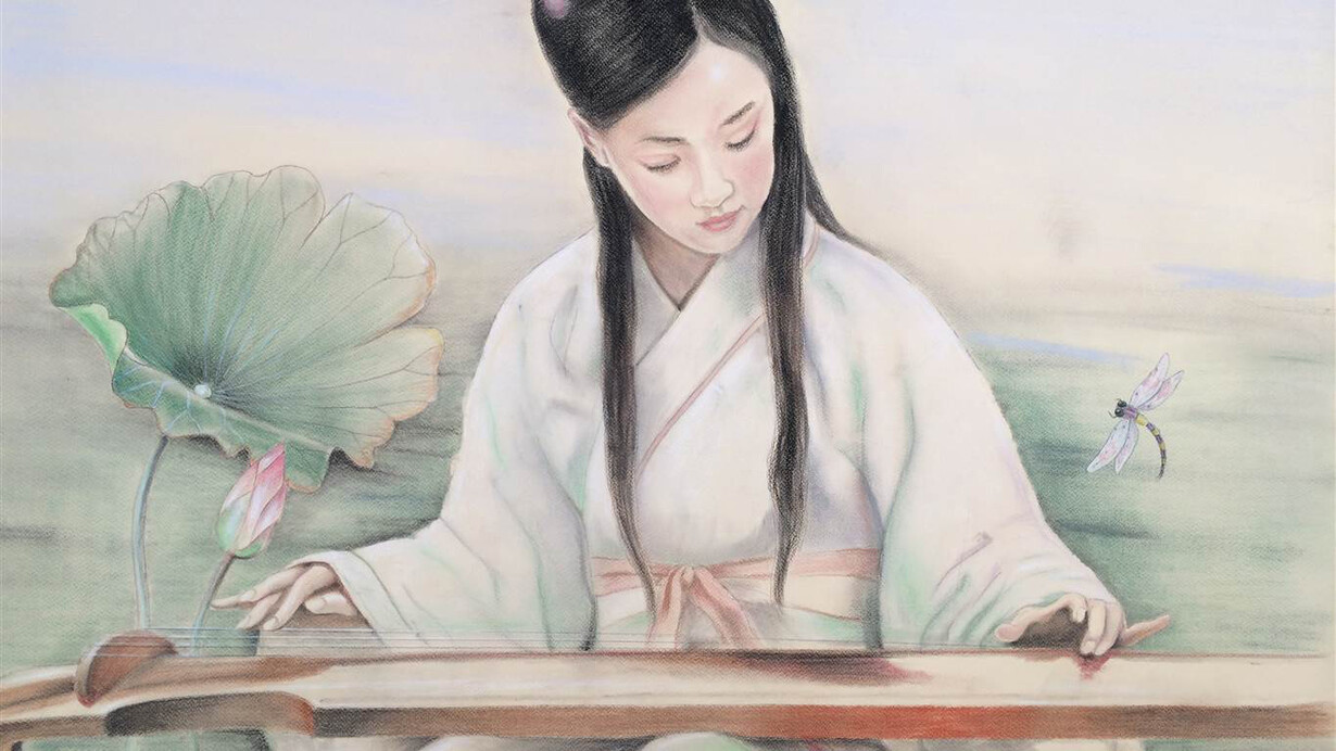 Dominique Riviere, The Lotus Pond, Pastel on Paper, 27" x 39"