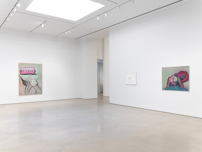 Maria Lassnig, exhibition view. Courtesy of Petzel Gallery