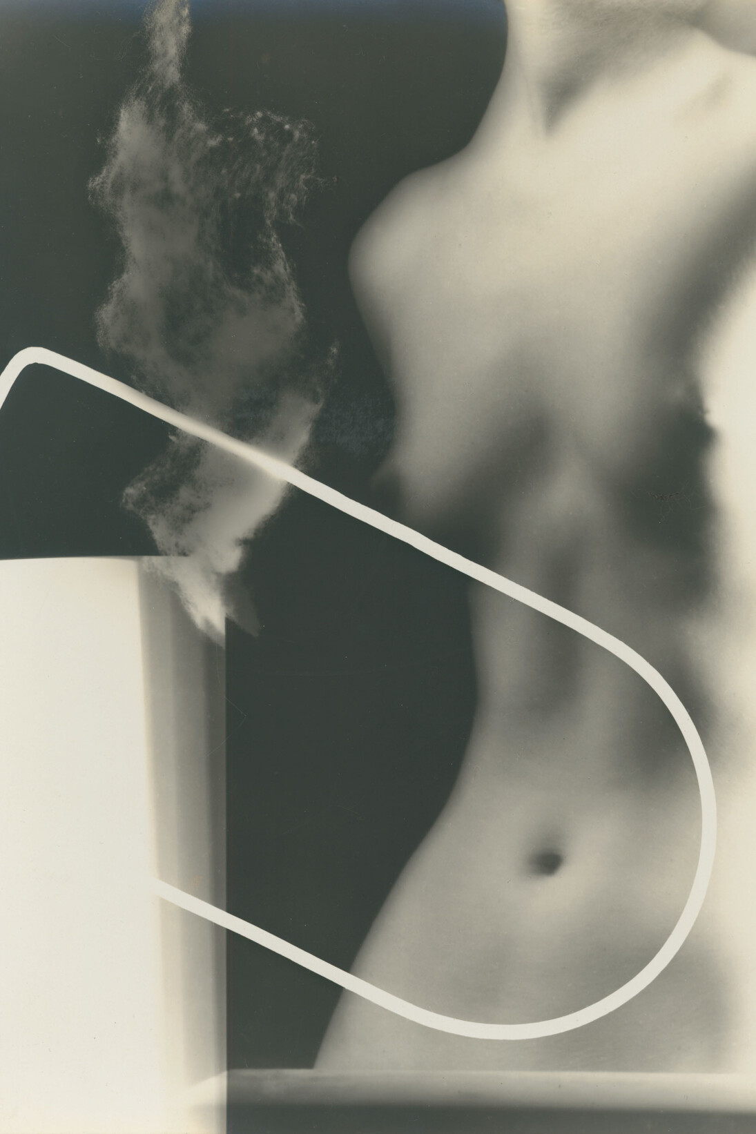 Man Ray (American, 1890-1976): Unique gelatin silver print on warm-toned, matte surface paper, 11 1/2 x 8 3/4 inches. Signed on recto of the Van Gelder mount. Photographer's Rue Campagne Première credit stamp on print verso and on mount verso. Note: This is a close variant of an image entitled “Salle de Bain” from Man Ray’s Electricité portfolio of photogravures, 1931