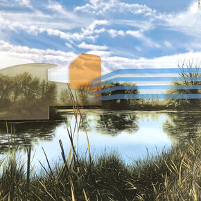 Paul Paiement, Nexus--Ronan, Montana, 2019, acrylic on plywood, acrylic, 30×24 inches. Courtesy the artist and Launch LA