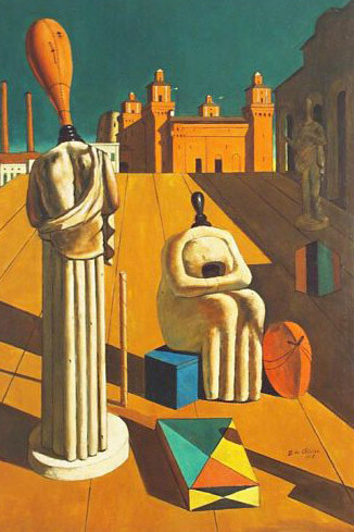Giorgio de Chirico
(Italian, 1888–1978)
The Disquieting Muses, 1947
Oil on canvas, Image: 38 1/2 x 26 1/8 in.; Frame: 42 1/8 x 29 15/16 in.
Gift of Owen and Leone Elliott, 1968.12