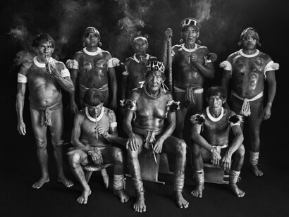 Sebastião Salgado, Group portrait of Kamayura shamans. Upper Xingu, Mato Grosso, Brazil, 2005, Gelatin silver print, 91.44 x 127 cm/36 x 50 inches © Sebastião Salgado/Amazonas Images