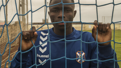 Diop en un entrenamiento del equipo filial del C.D. Tenerife