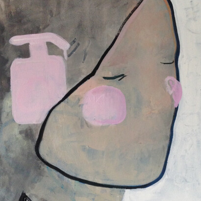 Claire Kowalewski, Peach Soap, 16”x24”, oil on canvas
