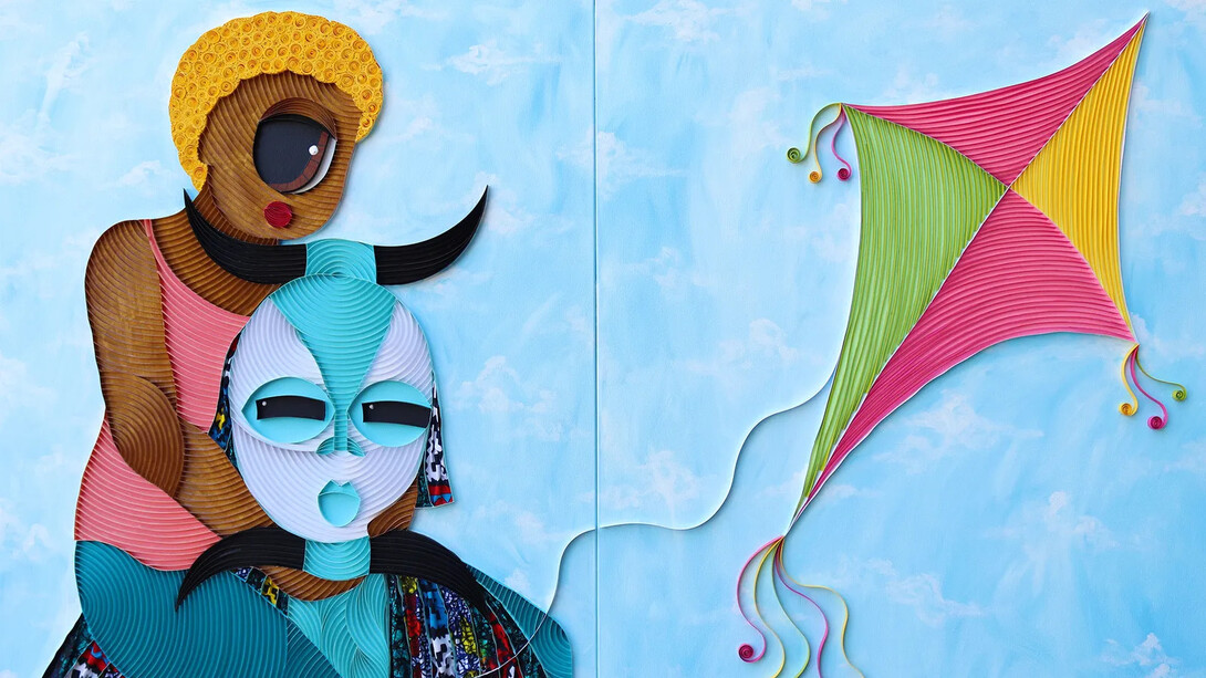 Ayobola Kekere-Ekun, Come home before the sun sets II (diptych) (detail), 2023. Courtesy of Rele Gallery