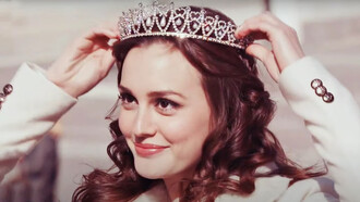 Leighton Meester personifying Blair Waldorf wearing a tiara on her own