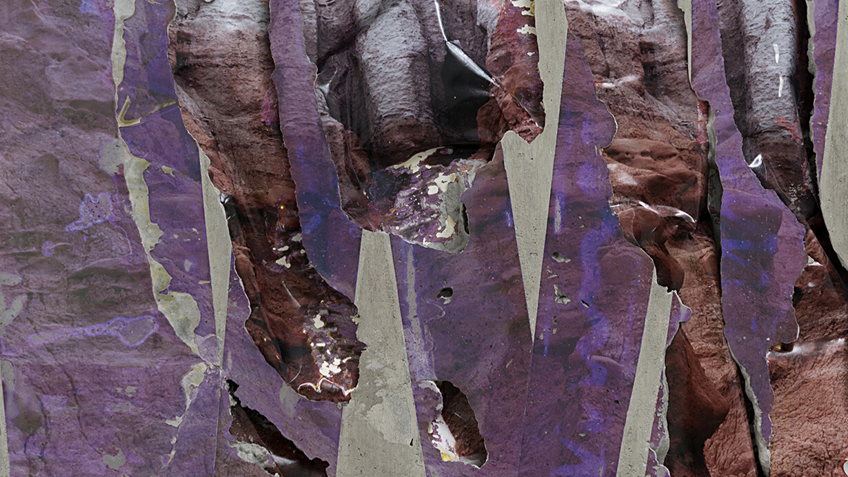 Letha Wilson, Goblin Valley Red (2014) Unique C-print, concrete transfer, concrete, aluminum frame cm. 76.83x87x5 (in. 30 1⁄4 x 34 1⁄4 x 2)